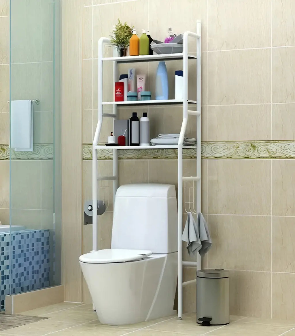 Organizador Estante Blanco Baño Metálico 3 Estantes Armable 50x25x160cm