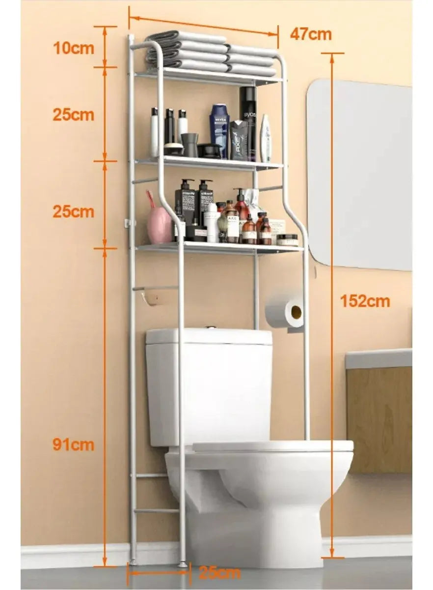 Organizador Estante Blanco Baño Metálico 3 Estantes Armable 50x25x160cm