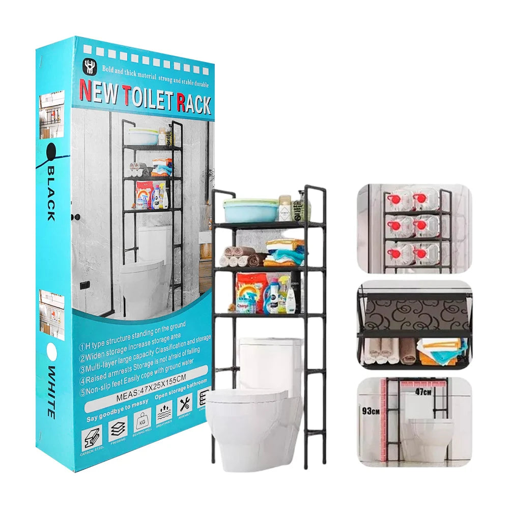 Organizador Estante Blanco Baño Metálico 3 Estantes Armable 50x25x160cm