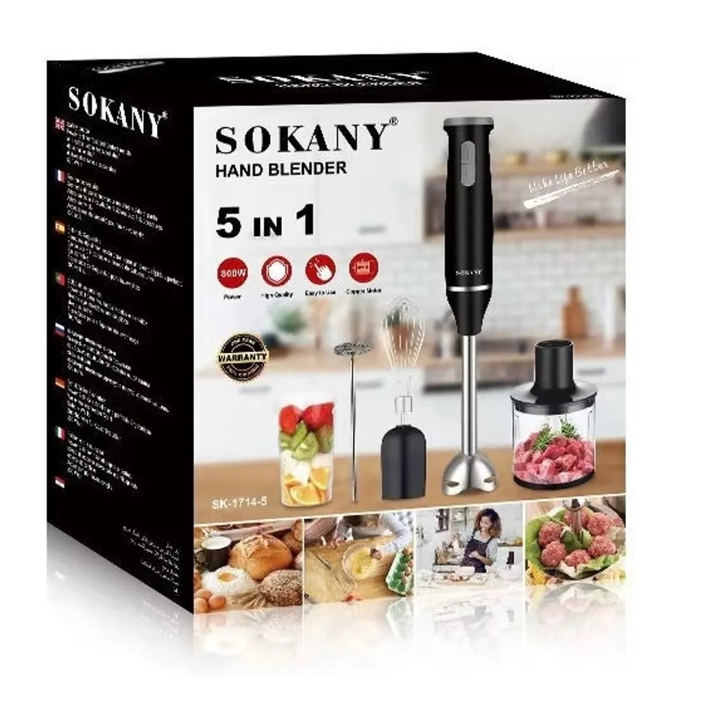 Batidora de Inmersión Multifuncional SOKANY 5 en 1 (Hand Blender Set / Licuadora de Mano)